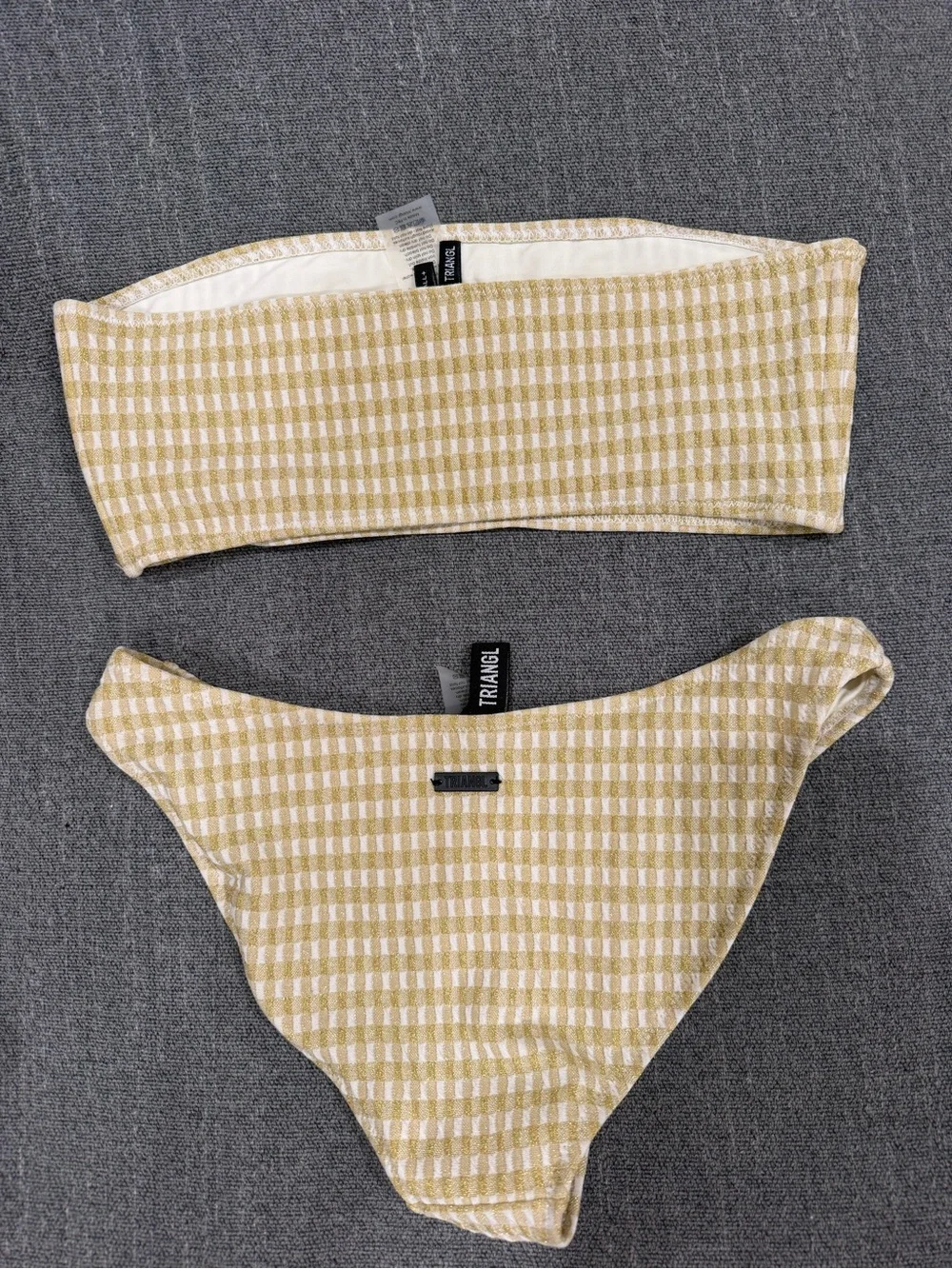 triangl swimwear Gingham Bikini in Mustard and White